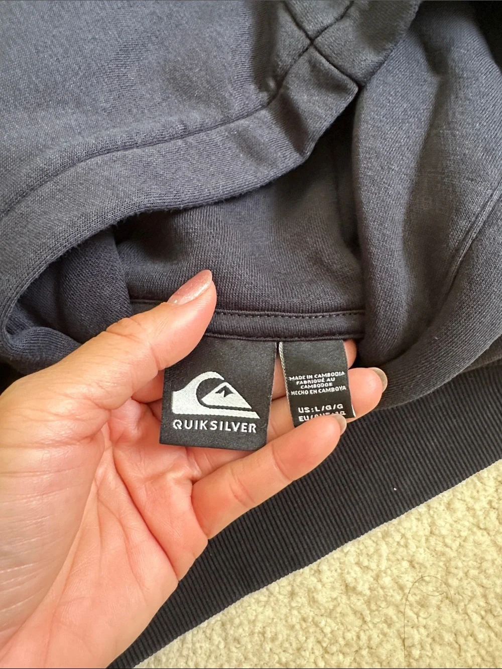 Quiksilver Boys Black Pullover Hoodie with White Logo